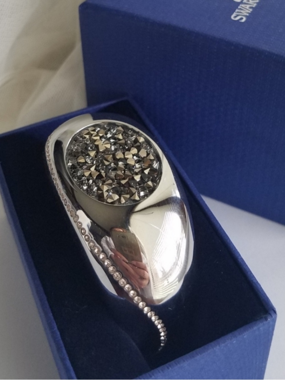 AUTHENTIC Swarovski Round Sphere Bangle Cuff Bracelet NIB